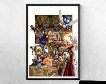 Fairy Tail Guild Poster, fairy tail anime wall art, printable anime art print, fairy tail manga art, fairytail, anime bar wall art