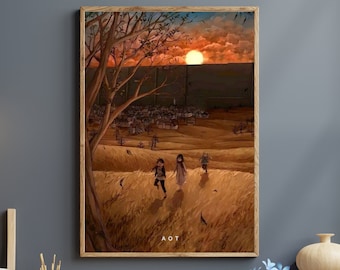 Anime Sunset Wallart | Anime Sunset Poster, Anime Fall Wallart, Anime Fall Poster, Anime Wall Art | Anime Gift for Him, Gift ForHim, Giftfor