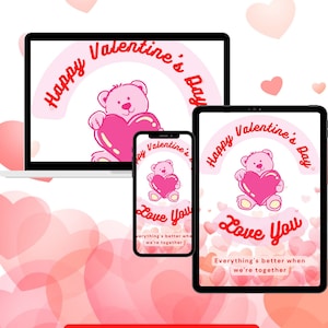 Happy Valentine&#39;s Day Printable Card / Instant Download PDF / Digital Card