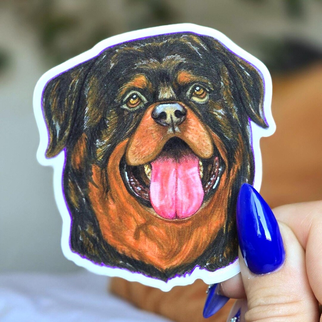 Hand Drawn Rottweiler Sticker, Waterproof Vinyl Decal, Dog Art Laptop ...