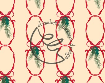 Padrão de repetição de laços de Natal e azevinho, padrão sem emendas de Natal, padrão de fita vermelha, padrão de papel de embrulho, padrão de papel de parede,