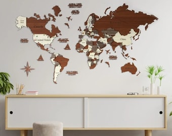 3 D World Map Wall Decor , World Map Decor , wall painting , Real World Map Decor , 3D Wall Decor ,