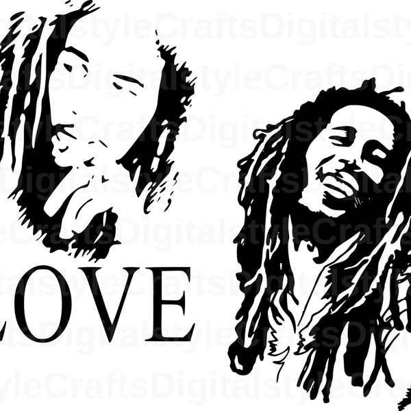 Bob Marley Svg Bundle - One Love, Rastafarian Svg Png Dxf Eps Pdf - Svg File For Cricut - Clipart - Digital Download