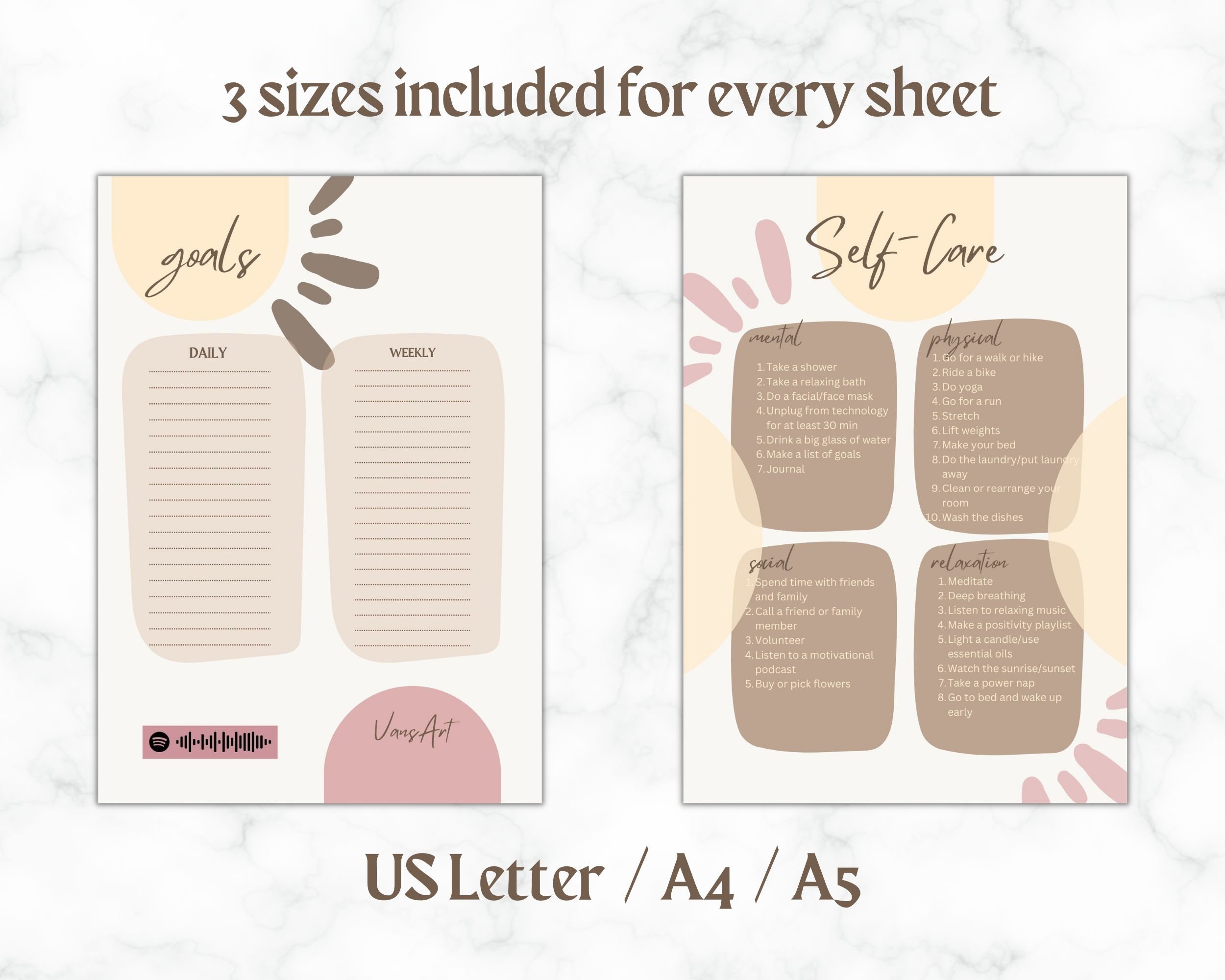 Self Care and Manifestation Planner, Self Love Weekly Undated Planner ...