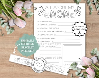 All About My Mom Printable, Mothers Day Gift Printable, Kids Mothers Day Craft, All About Grandma, Mothers Day Printable Grandma