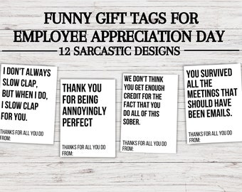 Funny Employee Appreciation Day, Printable Employee Appreciation Cards, Co-Worker Thank You, Employee Gift, Employee Appreciation Gift Tags