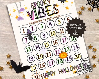 Halloween Countdown, Halloween Advent, Kids Advent Calendar, Spooky Calendar, Halloween Countdown Sign, Advent Printable, Advent Activity