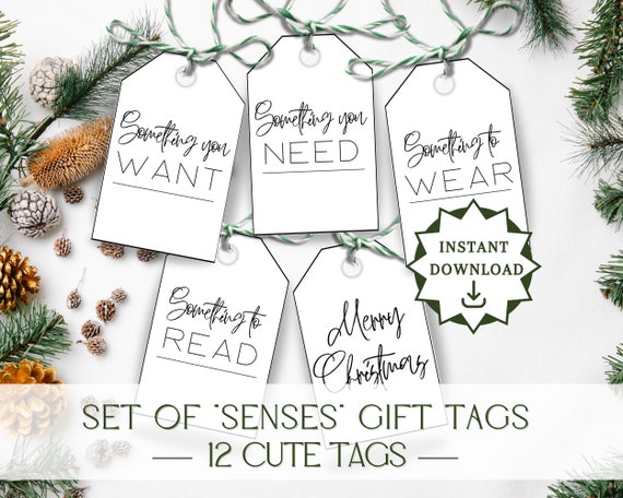 5 Senses Gift Tags, Anniversary Gift Tags, Anniversary Gift, Christmas Gift  Tags, 5 Senses Gift Bag, Valentine's Day Tags, Senses Printable 