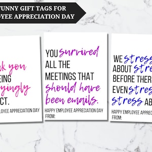 Grappige werknemer waardering cadeau tags, afdrukbare werknemer dank u tags, collega dank u geschenk, werknemer waardering dag, geschenk van baas