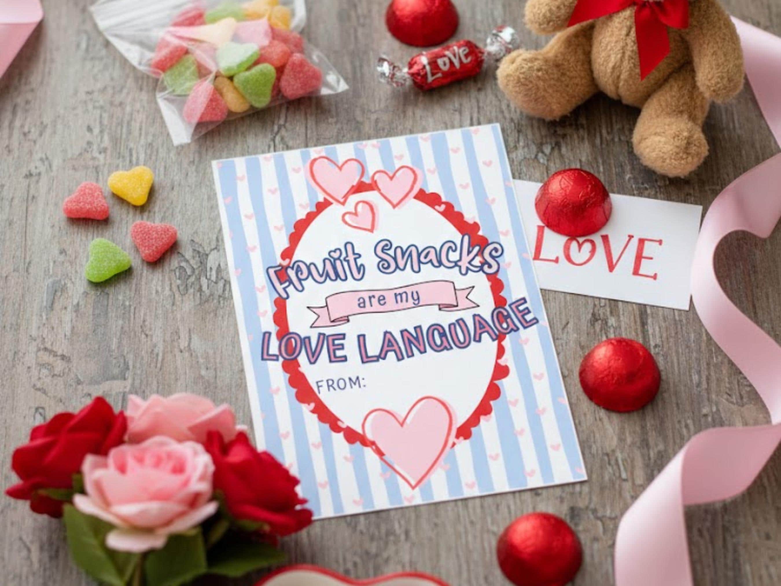 Fruit Snacks Printable Valentine, Classroom Valentine Card, Kids Snack ...