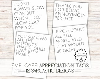 Funny Employee Appreciation Day, Printable Employee Appreciation Cards, Co-Worker Thank You, Employee Gift, Employee Appreciation Gift Tags