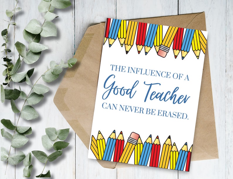 Teacher Thank You Card Printable Teacher Appreciation Card Etsy
