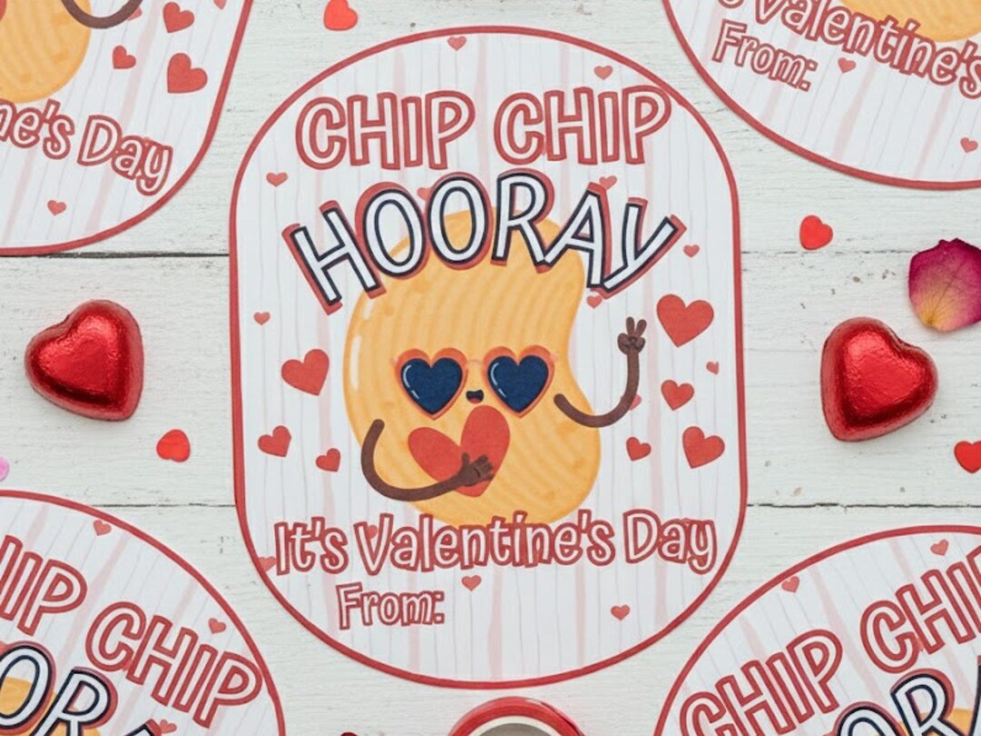 Chip Chip Hooray Valentine Tag, Chips Valentine Tag, Valentine, Easy ...