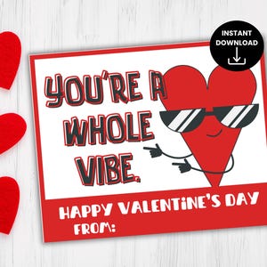 Tween Valentijnsdagkaarten, Tween-valentijnskaarten, grappige tienervalentijnskaarten, Valentijnsdag voor tieners, You're a Whole Vibe, schattige valentijnskaarten