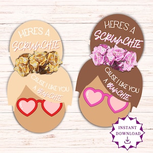 Scrunchie Valentinstag, Scrunchie Valentinstagskarte, Hair Scrunchie Tag, Teen Valentinstag Karte, Tween Valentines, Valentine Scrunchie Inhaber