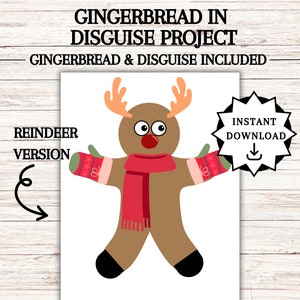 Disguise a Gingerbread Man, Gingerbread in Disguise Printable, Gingerbread Costume Ideas, Kids Table Activity,  Disguise a Gingerbread Ideas