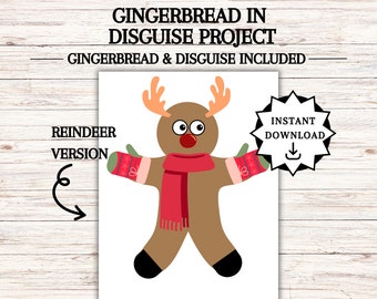 Disguise a Gingerbread Man, Gingerbread in Disguise Printable, Gingerbread Costume Ideas, Kids Table Activity,  Disguise a Gingerbread Ideas