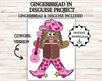 Disguise a Gingerbread Man, Gingerbread in Disguise Printable, Gingerbread Costume Ideas, Kids Table Activity,  Disguise a Gingerbread Ideas