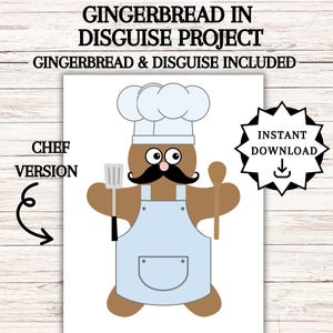 Disguise a Gingerbread Man, Gingerbread in Disguise Printable, Gingerbread Costume Ideas, Kids Table Activity,  Disguise a Gingerbread Ideas