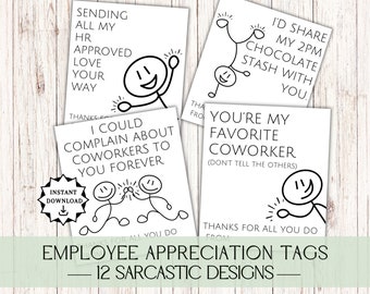 Funny Employee Gift Tags, Employee Appreciation Gift Tags, Funny Coworker Thank You Tags, Happy Employee Appreciation Day, Printable Tags