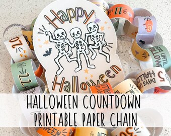 Halloween Countdown, Halloween Advent, Kids Advent Calendar, Paper Chain Countdown, Halloween Garland, Halloween Advent Calendar