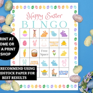 Printable Easter Bingo Cards, Holiday Bingo Cards, Family Game Night ...