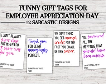 Funny Employee Appreciation Day, Printable Employee Appreciation Cards, Co-Worker Thank You, Employee Gift, Employee Appreciation Gift Tags