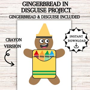 Disguise a Gingerbread Man, Gingerbread in Disguise Printable, Gingerbread Costume Ideas, Kids Table Activity,  Disguise a Gingerbread Ideas