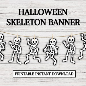 Halloween Garland, Skeleton Garland, Halloween Banner, Indoor Halloween Decor, Printable Halloween Banner, Cute Halloween Garland