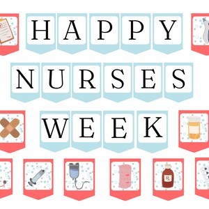 Happy Nurses Week Printable Banner, Nurses Appreciation Banner, Nurse Thank You Banner, Celebration Banner, Healthcare Appreciation Banner