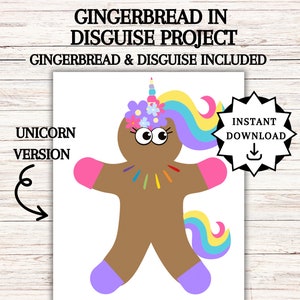 Disguise a Gingerbread Man, Gingerbread in Disguise Printable, Gingerbread Costume Ideas, Kids Table Activity,  Disguise a Gingerbread Ideas