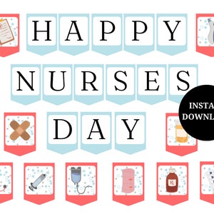 Happy Nurses Day Printable Banner, Nurses Appreciation Banner, Nurse Thank You Banner, Celebration Banner, Healthcare Appreciation Banner