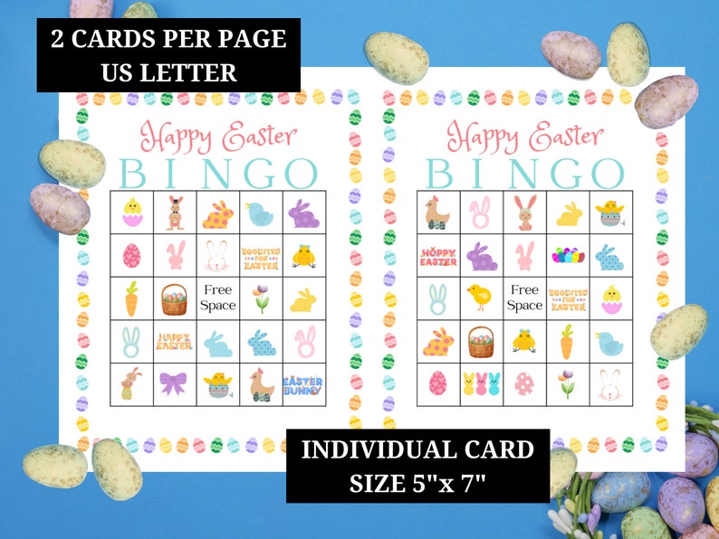 Printable Easter Bingo Cards, Holiday Bingo Cards, Family Game Night ...