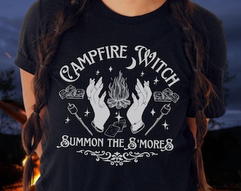 Camp Lover Witch Tshirt, Halloween Camping Crew Shirt, Campfire S'mores Witch Gift, Witchy Camper T Shirt, Salem Witches Fall Tee Shirt