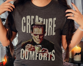 Retro Frankenstein Shirt, Spooky Halloween Monster Tee, Horror Movies Lover Gift, Vintage Horror Crewneck, Creature Comforts Shirt