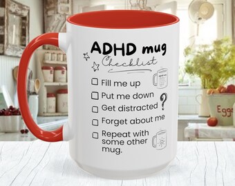 Caneca engraçada para TDAH, presente exclusivo para adultos com TDAH, caneca de café inovadora para neurodivergentes, caneca de chá com humor neurodivergente, caneca para casa ou escritório.