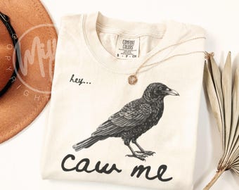 Funny Crow Shirt, Comfort Colors® Fall Black Bird Tee, Witchy Raven TShirt, Gothic Crow Lover Gift, Dark Academia Halloween Tee