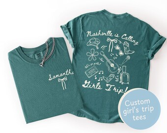 Custom Nashville Girls Trip Shirts, Comfort Colors® Personalized Friends Vacation Tees, Matching Travel T-Shirts