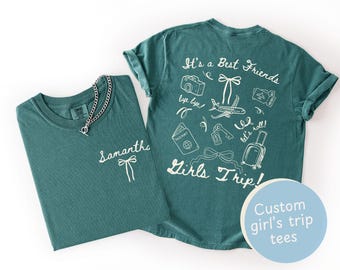 Custom Girls Trip Shirts, Personalized Friends Vacation Tees, Best-Friends Trip Matching Travel T-Shirts