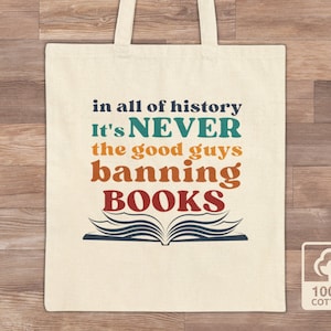 Banned Book Library Tote, Bookish Rainbow Reader Bag, Bookworm Gift, Book Ban Activism, Read Banned Books Tote