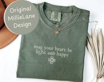 Irish Blessing Comfort Colors® Shirt, Celtic Knot Minimalist Tee, St. Patrick's Day Gift, Light & Happy T-shirt
