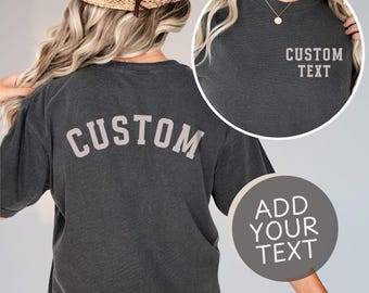 CUSTOM Comfort Colors® Shirt, Personalized Pocket & Back Print, Matching Team Logo or Family Tees