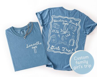 Custom Girls Trip Shirts, Personalized Family Vacation Tees, 2026 Mother Daughter Friends Travel T-Shirt