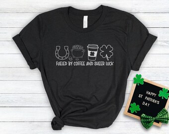 Camiseta Lucky Irish Coffee, camiseta del Día de San Patricio con trébol, camiseta de San Patricio, camiseta de la suerte para mujer, regalos irlandeses, camiseta del Día de San Patricio para profesores