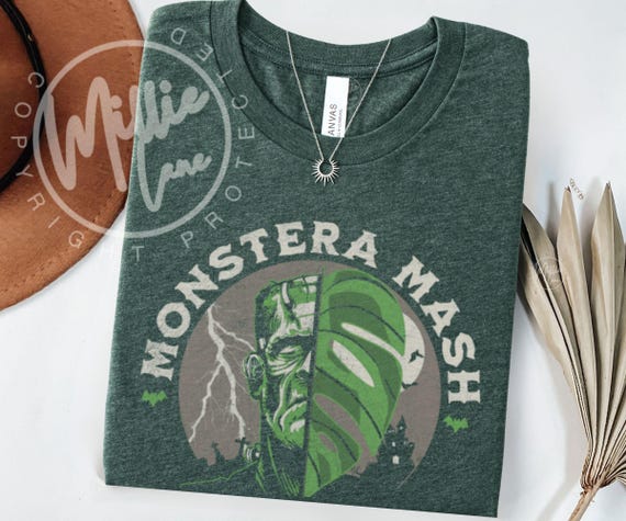 Halloween Monstera Plant Lover Shirt, Vintage Horror Monster Tee, Plant Dad  Gift, Monstera Lovers Frankenstein Tee, Plant Mom Gift