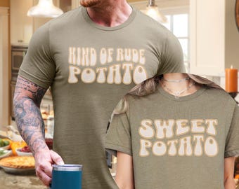 Chemises de Thanksgiving pour couple assorties, cadeau couple amusant, t-shirts de fête des amis, t-shirts de groupe saisonniers d'automne, déguisement pour couple, t-shirts meilleurs amis