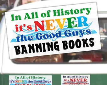 Banned Books Bumper Sticker, Book Banning Vinyl Car Decal, Reading Rainbow Vibes, Teacher & Librarian Ally Gift, Book Ban Waterproof Sticker