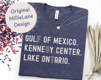 Camiseta FDT Lago Ontário, Camiseta Subtle F Tr*mp Golfo do México, Camiseta de Protesto Anti-Trump, Camiseta Bella + Canvas Macia e Leve