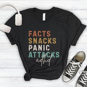 ADHD-fakta, snacks, panikattacker, t-shirt, neurodivergent medvetenhet, spedlärare, skolkurator, uppskattningsgåva