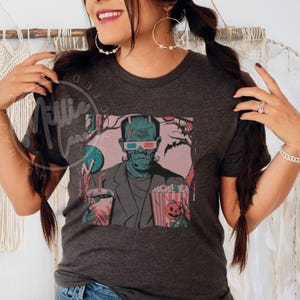 Vintage Frankenstein Halloween Shirt, Retro Horror Movie Tee image 2
